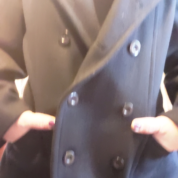 A Gold E BERT black wool nylon lined pea coat made in USA size L - Picture 2 of 8